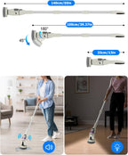 Electric Spin Scrubber Cordless Shower Cleaning Brush with 10 Replaceable Heads Powerful IPX7 Waterproof Bathroom Cleaner 3 Speeds Detachable Long Handle Voice Broadcast for Floor Car Kitchen