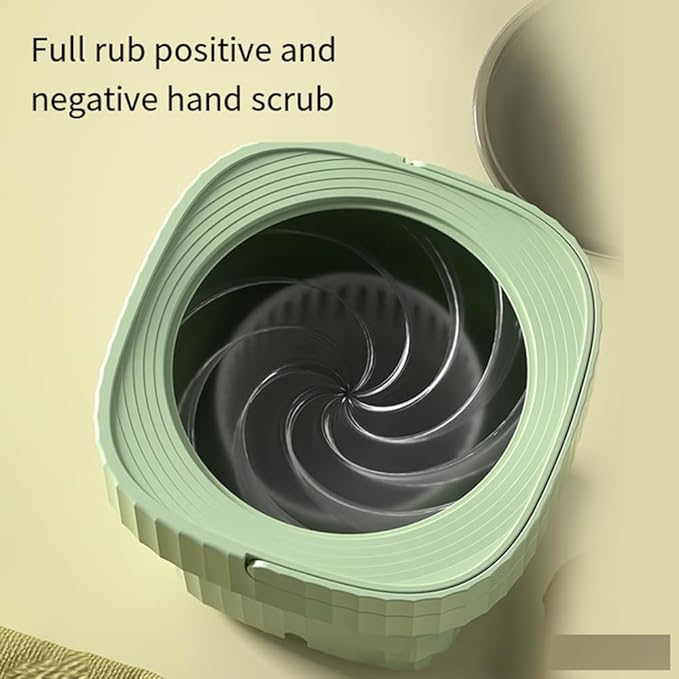 11L Portable Washing Machine with Foldable Design and 3 Cleaning Modes - Mini Washer for Baby Clothes, Underwear, Socks, and Small Items - Ideal for Apartment, Dorm, Camping, Travel (Green)