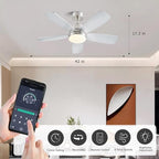 42 Inch Low Profile Ceiling Fan with Light and Remote, Modern Nickel LED Ceiling Fan,Dimmable Reversible DC Motor,8 Speed,Quiet Indoor Outdoor Fan for Bedroom