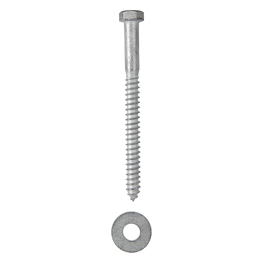 3/8 x 4-1/2 (50 Pack) Lag Screw Kit, 50 Screws and 50 washers, Hot Dip Galvanized, Meets ASME B18.2.1 Industrial/Commercial Grade by Makers Bolt