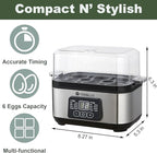 Electric Rapid Egg Cooker, 6 Egg Capacity for Hard Boiled Eggs, Poached Eggs, Scrambled Eggs, or Omelets Maker with Auto Shut Off (Sliver)