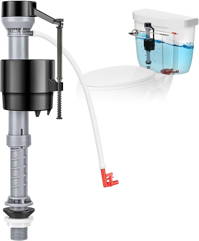 Universal Toilet Flusher Replacement Kit, Toilet Fill Valve Replacement Kit, Toilet Parts Inside Tank Kit, Adjustable, Quiet and Easy to Install (1-Pack)