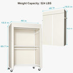 FUTASSI White Clothing Rack with Beige Cover, P1C Plus Rolling Closet with Wheels, Metal Garment Rack for Hanging Clothes, Clothing Storage Wardrobe, 46" W x 18.5" D x 80.7" H, Load 524 Pounds