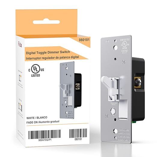 AIDA Toggle Slide Dimmer Switch for Dimmable LED Light/CFL/Incandescent 600 Watt max, Single-Pole or 3-Way, Rocker On/Off Wall Switch with Dimmer Slider, Wall Plate NOT Included, UL, White, 1 Pack