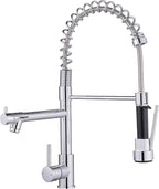 AIMADI Chrome Kitchen Faucet with Pull Down Sprayer,Dual Spout Design Modern Stainless Steel High Arc Kitchen Sink Faucet for Farmhouse Camper Laundry Rv Bar
