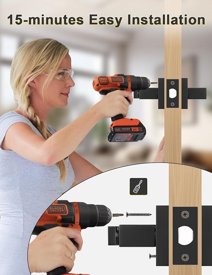 4 Pack Square Privacy Door Levers Locksets in Matte Black Finish, Bed/Bath Door Levers Keyless Interior Handles,Reversible for Left Right Handed Doors