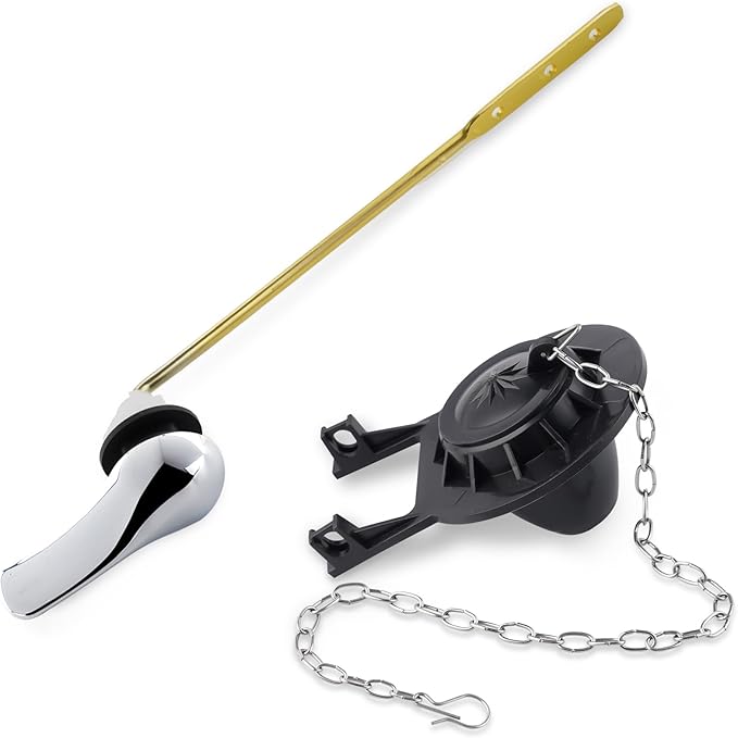 iFealClear Universal Toilet Handle Replacement Kit Front Mount with 2-Inch Rubber Toilet Flapper Replacement, Toilet Tank Parts Compatible with Kohler, American Standard, TOTO, Mansfield, Chrome
