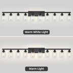 10 Light Bathroom Vanity Lights Over Mirror, 65.4inch Black Vanity Lights Fixtures Matte Black Modern Vanity Lights Black Bathroom Wall Lighting for Mirror Bedroom,Living Room