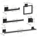 TQKAG 7-Pieces Matte Black Bathroom Hardware Accessories Set 23.6" SUS304 Stainless Steel Towel Bar Set Toilet Paper Spare Rolls Storage Holder Wall Mounted