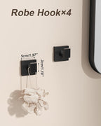 Matte Black Bathroom Hardware Accessories Set, 10-Piece Stainless Steel Towel Rack Set with 2×24" Towel Bars, 2×Toilet Paper Holders with Shelves, 2×Towel Rings, 4×Towel Hooks