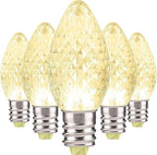 Holiday Lighting Outlet Faceted C7 Christmas Lights | Warm White LED Light Bulbs Holiday Decoration | Warm Christmas Decor for Indoor & Outdoor Use | 2 SMD LEDs in Each Light Bulb | Set of 25