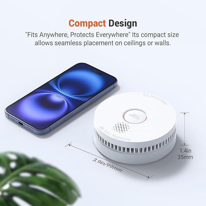 Jemay Smoke Detector Fire Alarms 9V Battery Operated with Photoelectric Sensor & Silence Button,10 Year Long Life Smoke Alarm Fire Detectors Easy to Install,12 Packs