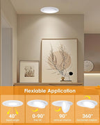 3 inch Recessed LED Lights 7W Gimbal Rotatable Directional Downlight,360°Adjustable Soffit Lighting Dimmable Swivel Eyeball, 90°Tilt Canless Swivel Spotlight 5CCT Selectable 6 Pack White