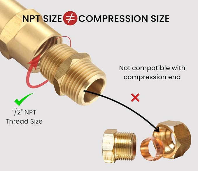 1/2 Inch x 1/2 Inch NPT Brass Hex Nipple Male Pipe Adapter, Thread 0.75" OD to 0.75" OD, (5 Piece)