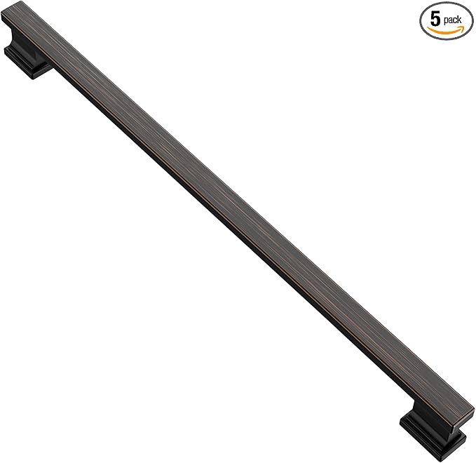 Alzassbg 5 Pack Oil Rubbed Bronze Cabinet Pulls, 15 Inch(381mm) Hole Centers Kitchen Cabinet Handles for Cabinets and Drawers AL3061ORB