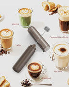 CIRCLE JOY Portable Rechargeable Milk Frother Hanheld, Dual Spring Whisk Electric Coffee Frother Wand Drink Mixer for Matcha Lattes Cappuccino, Kitchen Gifts, Brown