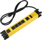 Heavy Duty Power Strip Surge Protector - 6 Outlet Industrial Strip with 15A, 25 FT Cord, 1200 Joules - ETL Listed Yellow Metal for Shop, Workshop, Garden