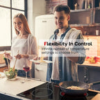 Apartment Electric Cooktop, ThermoMate 21 Inch Built-in Radiant Electric Stove Top, 3700W Ceramic Stove Top with 2 Burners, UL Certified, Knob Control, 240V