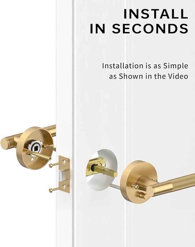 Asidrama 4 Pack Champagne Bronze Privacy Door Handles, Door Lever with Door Knobs Indoor for Bedroom or Bathroom, Heavy Duty Door Handles Interior with Locks for Left Right Sided Doors