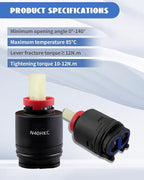 N40HKC Shower Cartridge Replacement for Tub/Shower Faucet, 40mm Shower Faucet Cartridge Black