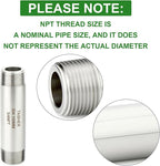 TAISHER 2PCS Stainless Steel Pipe Fittings, 3/4" NPT Male x 3/4" NPT Male Threaded, 4" Length Thickened Nipple Cast Pipe