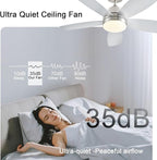 42 Inch Low Profile Ceiling Fan with Light and Remote, Modern Nickel LED Ceiling Fan,Dimmable Reversible DC Motor,8 Speed,Quiet Indoor Outdoor Fan for Bedroom