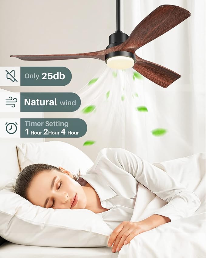 60 Inch Ceiling Fans with Lights 3 Downrods, Outdoor Ceiling Fan for Patios with Remote Control, ETL Listed, 3 Blades Wood Ceiling Fans Reversible Quiet Dc Motor For Indoor Bedroom Farmhouse