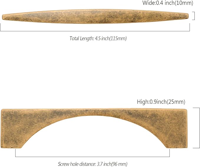 Asidrama 10 Pack 3.75 Inch(96mm) Antique Brass Kitchen Cabinet Handles, Cabinet Pulls Kitchen Cabinet Hardware for Cupboard Drawer Pulls