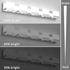 Tipace Dimmable Modern 5 Lights LED Vanity Light for Bathroom Up and Down Chrome Bathroom Wall Light Fixtures Over Mirror(White Light 6000K)