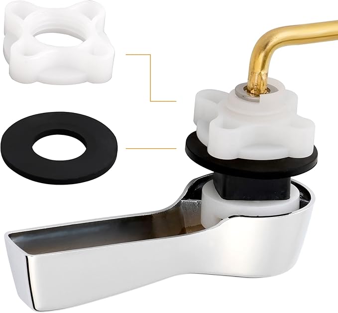 Hibbent Universal Metal Side Mount Toilet Handle Replacement Kit, Brass Toilet Flush Tank Lever with Stainless Steel Flapper Chains for Most Toilets, Chrome Finish