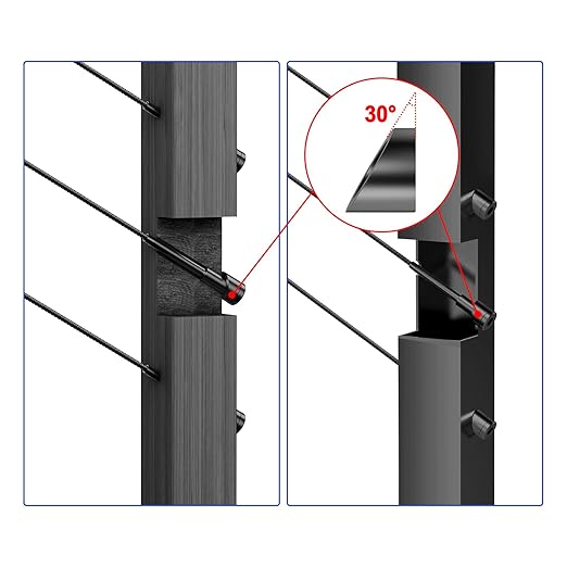 CKE 50 Pack Black 5/16" ID Angle Beveled Washer 25 30 35 Degree for 1/8" 5/32" 3/16" Stair Cable Railing Kit for Wood Metal Post, T316 Stainless Steel 30 Degree Cable Railing Angle Washers BCR17