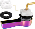Hibbent Universal Metal Front Mount Toilet Handle Replacement Kit, Brass Toilet Flush Tank Lever with Stainless Steel Flapper Chains for Most Toilets, Rainbow Finish