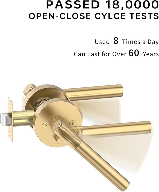 Asidrama 4 Pack Champagne Bronze Privacy Door Handles, Door Lever with Door Knobs Indoor for Bedroom or Bathroom, Heavy Duty Door Handles Interior with Locks for Left Right Sided Doors