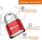 2 Pack disecu 4 Digit Combination Lock, Heavy Duty Outdoor Waterproof Padlock for School Gym Locker, Fence, Gate, Storage Unit, Toolbox (Red)