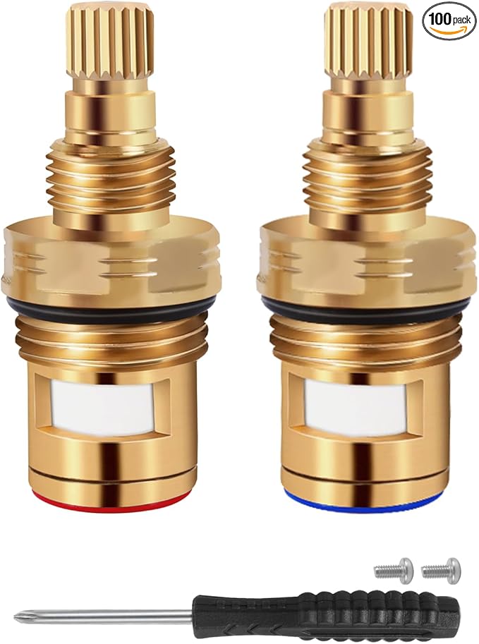 Brass KSRPL3200CC Cold and Brass KSRPL3200HC Hot Faucet Cartridge Replacement for CC Basin Faucet. This set includes ceramic cartridges in 2-1/8" length, designed for cold and hot water applications