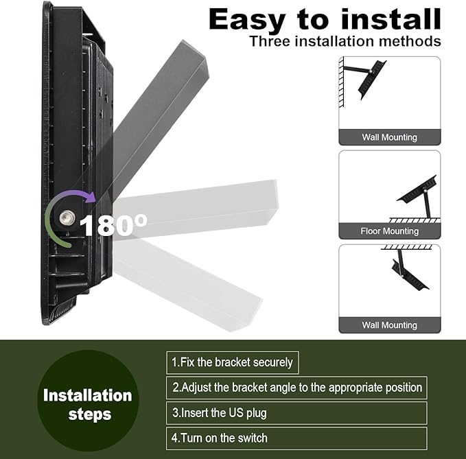 2 Pack 100W LED Flood Light Outdoor,10000LM Work Spotlight with US Plug,6000K Daylight White,IP66 Waterproof Exterior Security Floodlights for Yard,Garden,Backyard,Patio,Stadium,Parking Lot