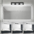 Ralbay LED Modern Bathroom Vanity Lights Black 3-Light 24inch Matte Black Modern Acrylic Bathroom Wall Lighting Fixtures Over Mirror