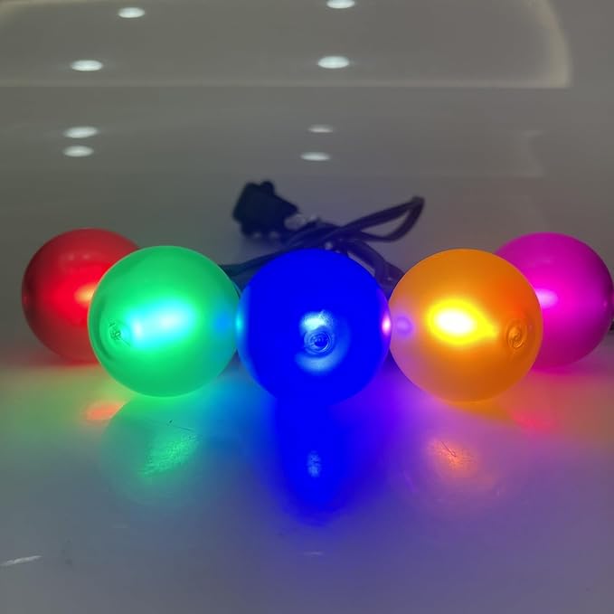 25 Pack G40 Colored LED Bulbs, Frosted Multicolor Globe Replacement Bulbs, 0.6 Watt E12 C7 Candelabra Base LED Bulbs for Outdoor Christmas String Lights, 2700K Warm White- Frosted Multicolor