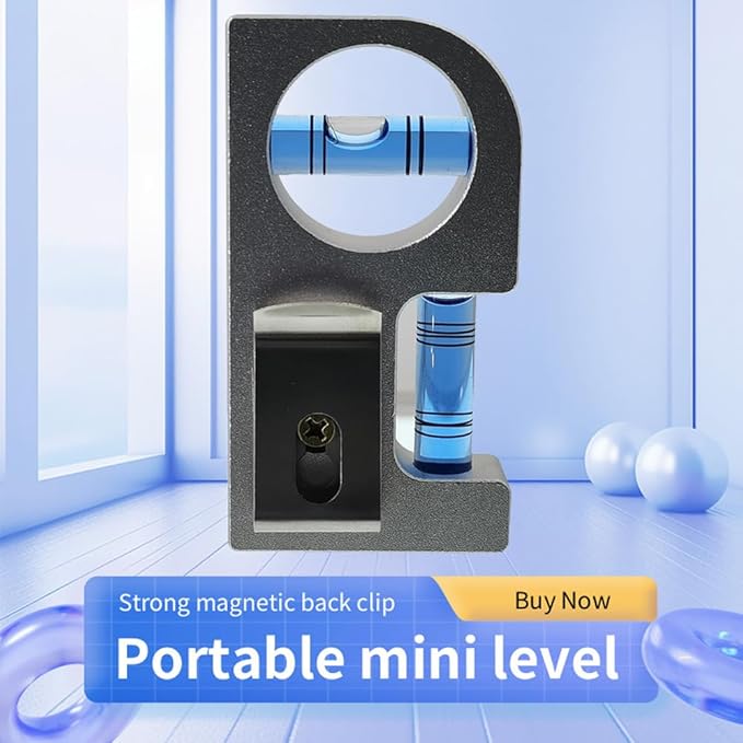 Solid aluminum alloy Mini level ruler portable mini level bubble meter with magnetic function TV stand installation (Silver Blue)