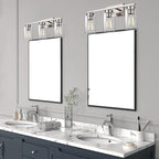 3-Light Bathroom Vanity Light, Modern Brushed Nickel Wall Lights with Clear Glass Shades, Bathroom Wall Sconce Lamp for Mirror Living Room Bedroom Hallway