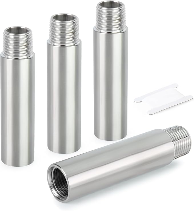 TAISHER 4PCS Stainless Steel Pipe Fittings, 1/4" NPT Male x 1/4" NPT Female Threaded, 4" Length Nipple Cast Pipe