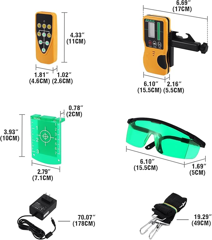 Automatic Self Leveling Rotary Laser, 1650ft Green Beam Laser Level with Receiver Remote Control, 360 Rotating Horizontal Vertical Transit Level (Rotary Laser Level Kit)