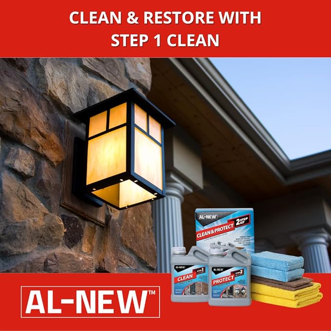 AL-NEW 2 Step Clean & Protect Kit | Clean, Restore, & Protect Your Outdoor Patio Furniture, Garage Doors, Exterior Lights, Window Frames, and More (32 Ounce Kit)