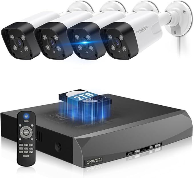 《130°Wide Angle & 2-Way Audio》Outdoor Security Camera System, IP Wired Cameras, 4K Video Surveillance Systems