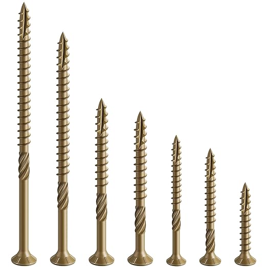 #12 * 7" Extended Deck Screws, (44 pcs) 2 lbs.Lengthen Exterior Wood Screws, Rust Resistant epoxy Coated, Bronze, T30 Star Bit