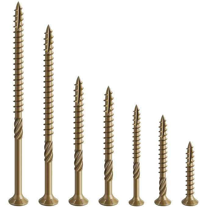 #8 * 1" Deck Screws, (240pcs) 1 lbs.Exterior Wood Screws, Rust Resistant Epoxy Coated, Bronze, T20 Star Bit
