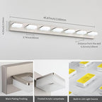 7-Light Bathroom Vanity Light Fixture Over Mirror, Nickel LED Vanity Lighting Fixtures, 45.67 inch Modern Bathroom Wall Light Fixtures with Rotating Lamp Head