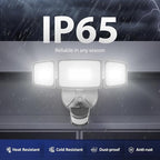 Onforu 65W LED Security Lights Motion Sensor Light Outdoor, 6500LM, 6500K, IP65 Waterproof, Flood Light Outdoor Motion Detector with Adjustable 3 Head, Hardwired Wall Light for Entryway, Yard (Gray)