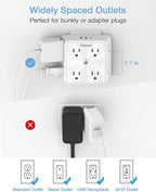 Surge Protector 8 Outlet Extender, TESSAN Multi Outlet Splitter with 3 USB Wall Charger (1 USB C), 3-Sided Multiple Plug Power Strip 1700J, Charging Station for Home Office Dorm Room Essentials