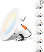 LVWIT 4 Inch LED Recessed Light, Recessed Can Lights Color Selectable 2700/3000/4000/5000/6000K 5CCT, 7W 700LM, Dimmable LED Can Lights with E26 Conversion Kit,Suitable for 4inch Can,6 Pack